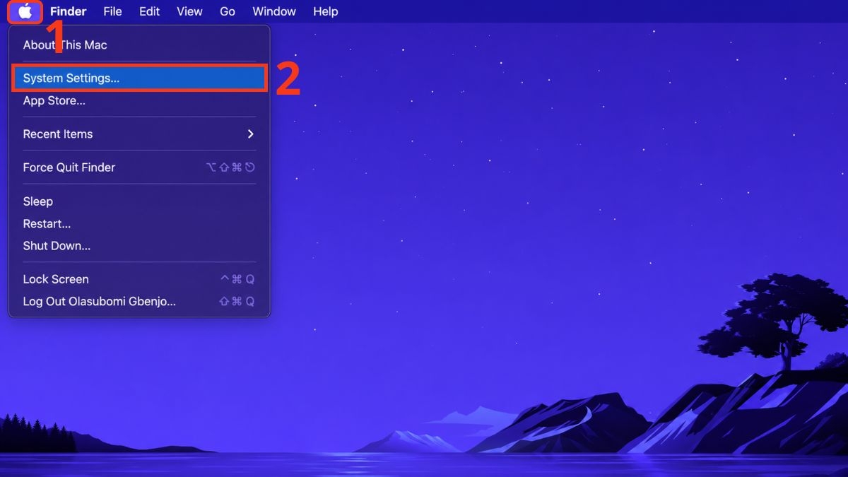 Trên các macOS mới hơn, mục này là Cài đặt Hệ thống