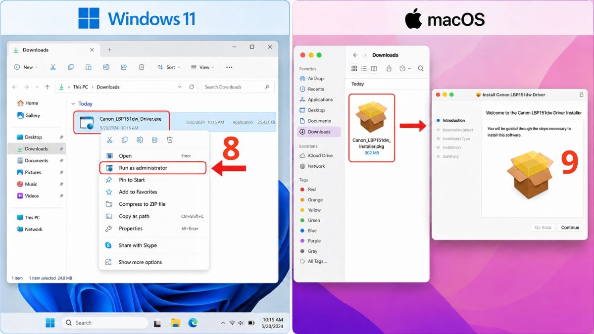 Cài đặt driver máy in trên máy tính Windows/ macOS