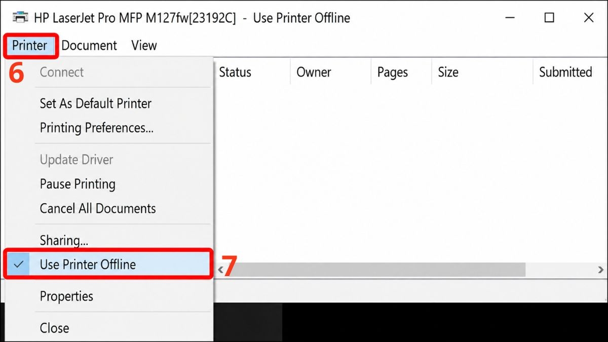 Các thao tác để tắt chế độ Offline trên máy in ở Windows