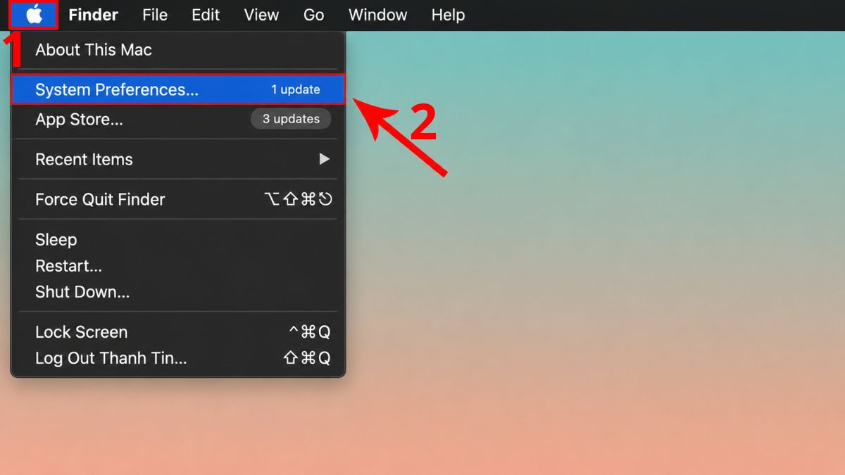 Mở System Preferences từ menu Apple