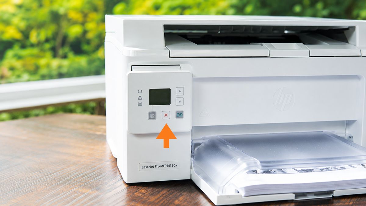 Nút hủy lệnh in trên máy in HP LaserJet Pro MFP M130a