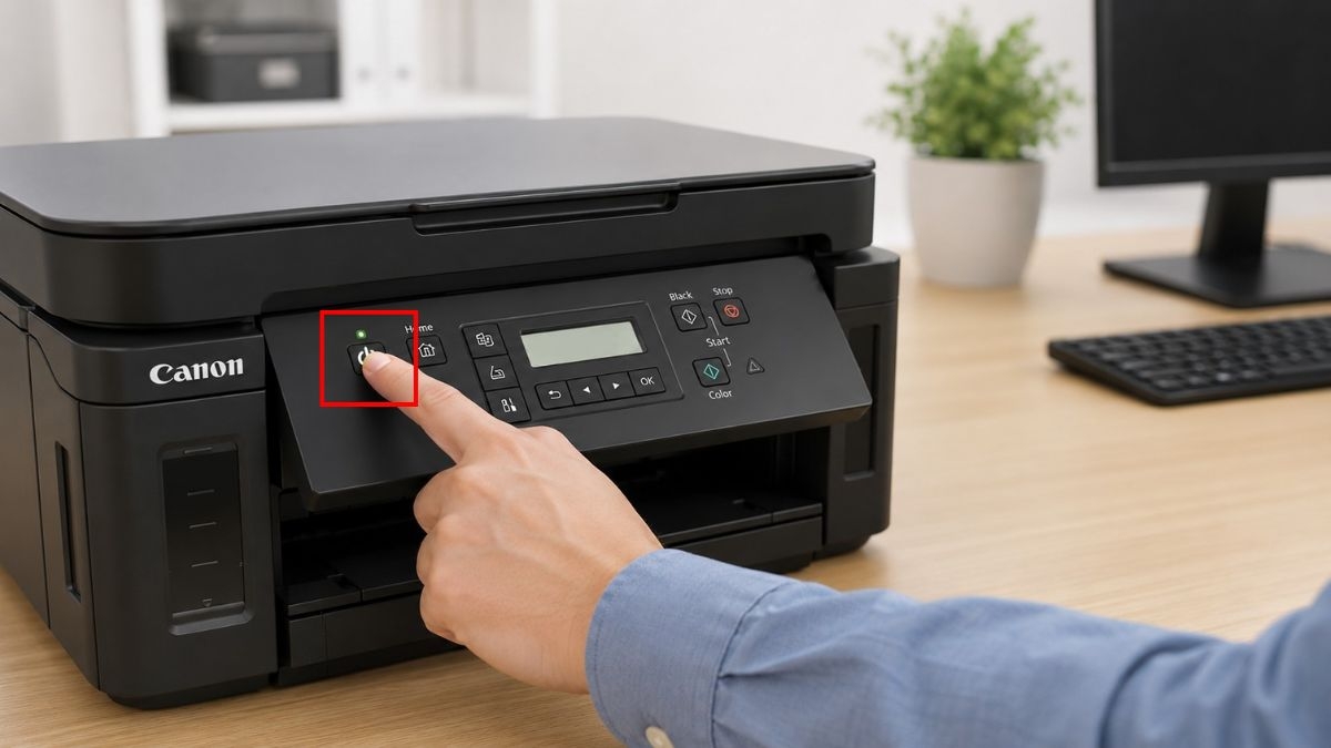 Nhấn phím nguồn để tắt máy in